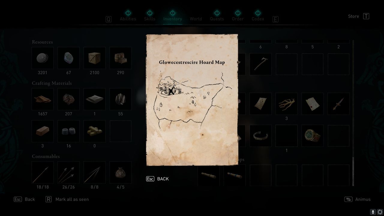 aC valhalla Glowecestrescire treasure hoard map location