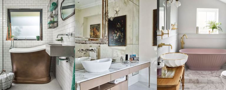 Three different small bathroom ideas in a composite image