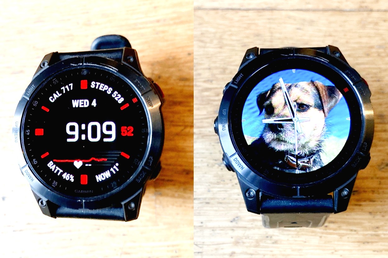 Two of the Garmin Epix 2 watch faces
