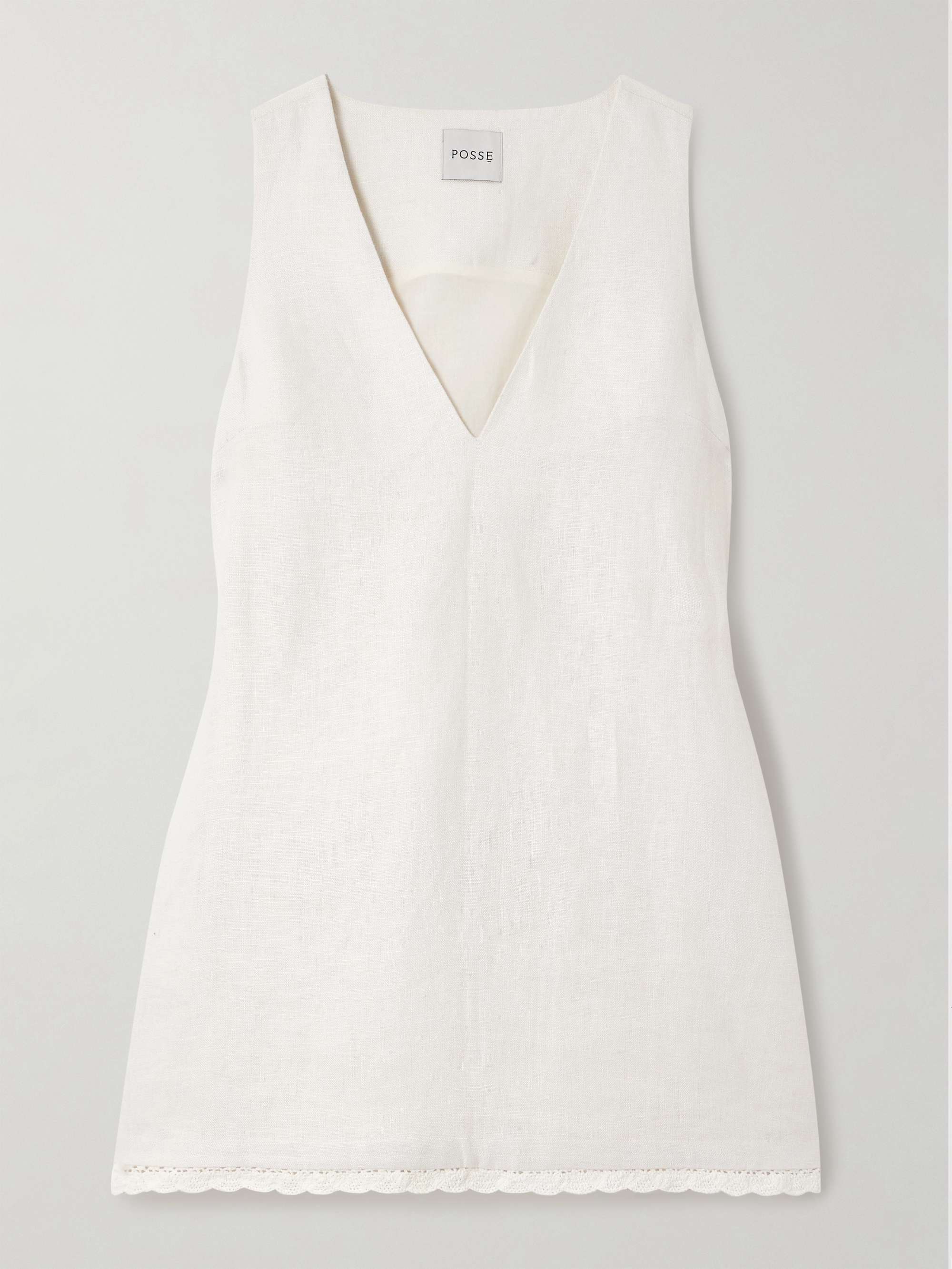 Effi Crocheted Lace-Trimmed Linen Mini Dress