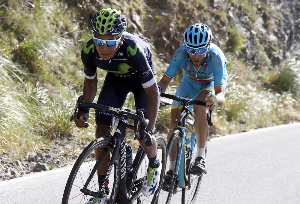 Nairo Quintana and Vincenzo Nibali in action during stage 6 of the Tour de San Luis.