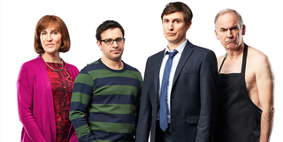 Friday Night Dinner cast Tamsin Greig, Simon Bird, Tom Rosenthal and Paul Ritter