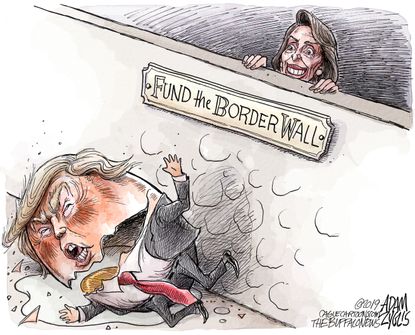 Political Cartoon U.S. Trump Humpty Dumpty Nancy Pelosi government shutdown
