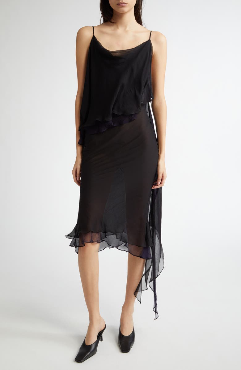 Bias Cut Asymmetric Silk Chiffon Slipdress