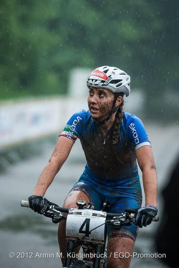 Eva Lechner (Italy) finishes a muddy race in Moscow