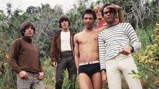 Michael Stuart, Ken Forssi, Arthur Lee, Bryan MacLean and Johnny Echols of Love in July 1967, Los Angeles, California
