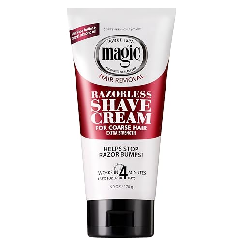 Softsheen-Carson Magic Razorless Shaving Cream, Hair Removal Cream for Body Hair, Extra Strength Depilatory Cream, Works in 4 Minutes for Coarse Hair, 6 Oz