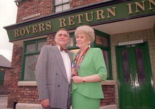 Jack and Vera Duckworth outside the Rovers