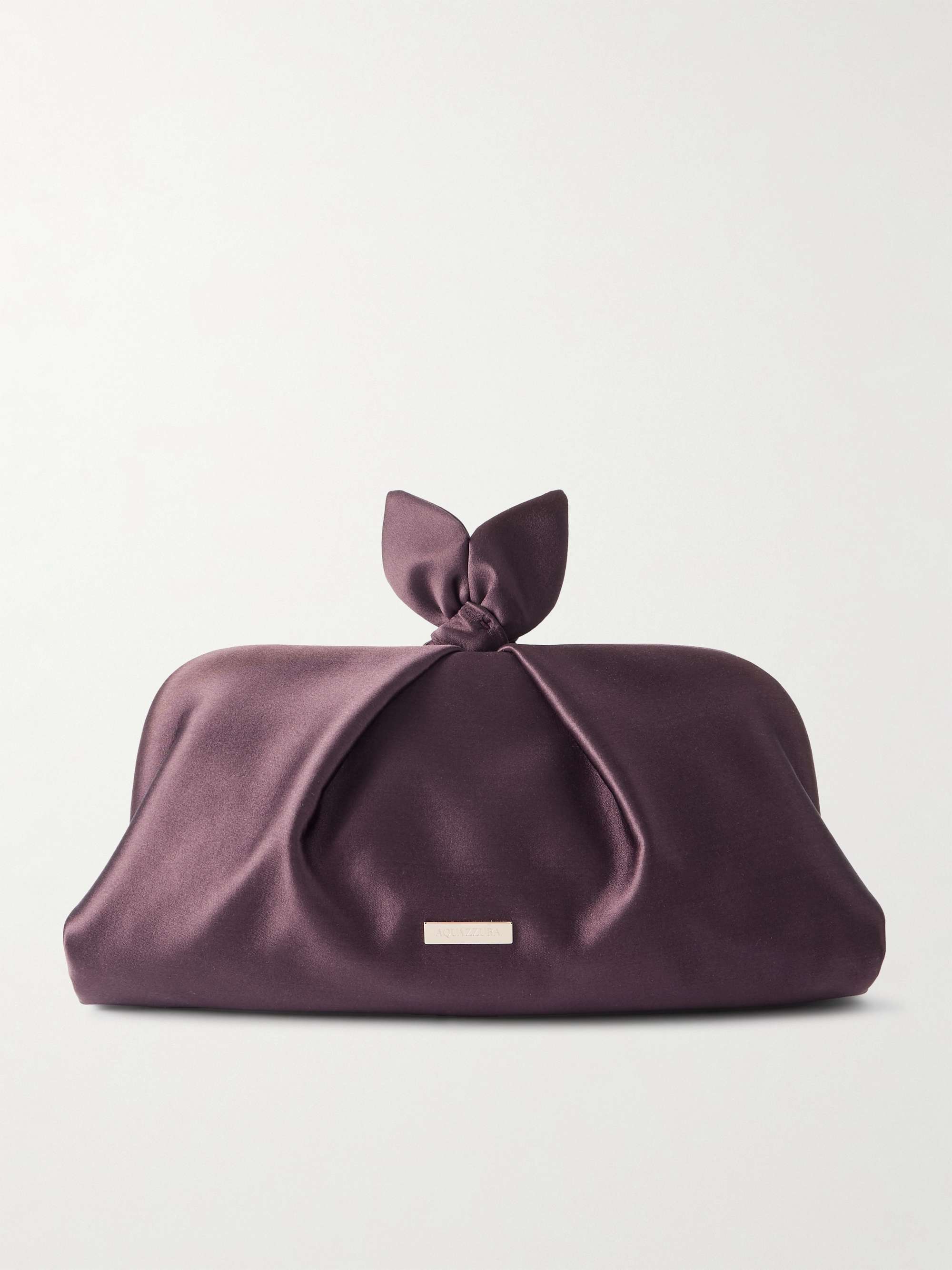 Bow Tie Pleated Satin Clutch