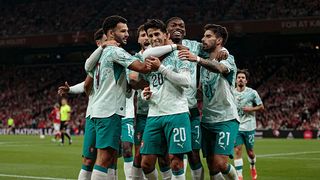 Players of Portugal and Joao Cancelo celebrate after scoring goal during the UEFA Nations League 2026/27 Group A4 MD3 League Phase match between Denmark and Portugal at Parken Stadium.