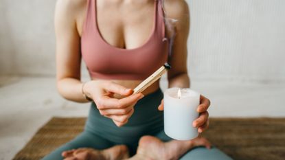 A woman using one of the best stress apps