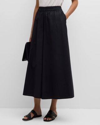 Cropped Wide-Leg Organic Cotton Poplin Pants