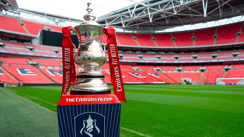 FA Cup on a plinth at Wembley Stadium