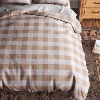 wayfair gingham bedding beige