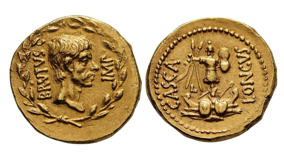 Rare gold ‘Brutus’ coin minted after Julius Caesar’s murder is up for auction