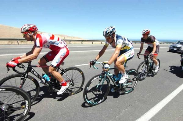 Eduard Vorganov (Katusha), Jan Bakelants (RadioShack-Nissan) Thomas de Gendt (Vacansoleil) and Matt Brammeier (Omega Pharma-QuickStep)