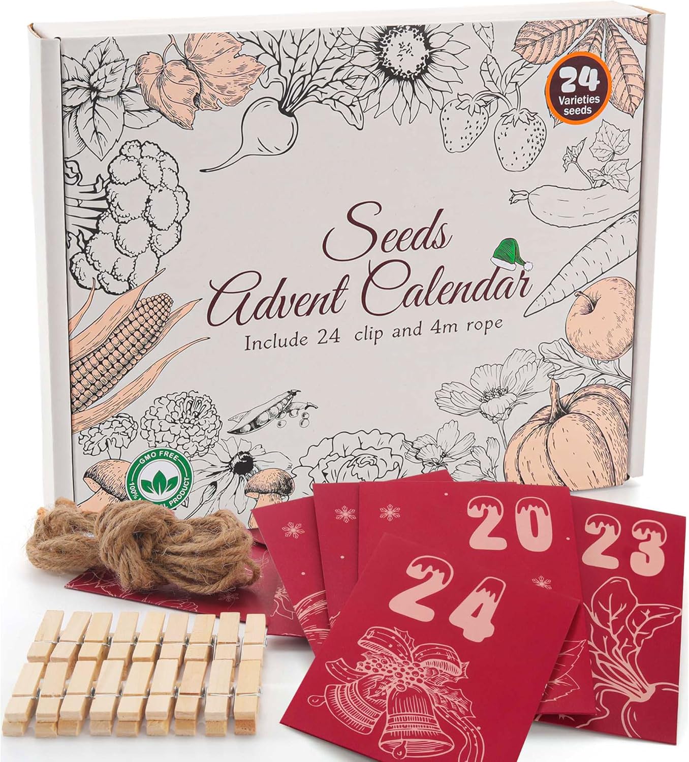 Seeds Christmas Advent Calendar 2025 for Women Adult, Hanging Decor Xmas Countdown Calendar for Garden Alike,unique Christmas Countdown for Dad Mom Kids Family