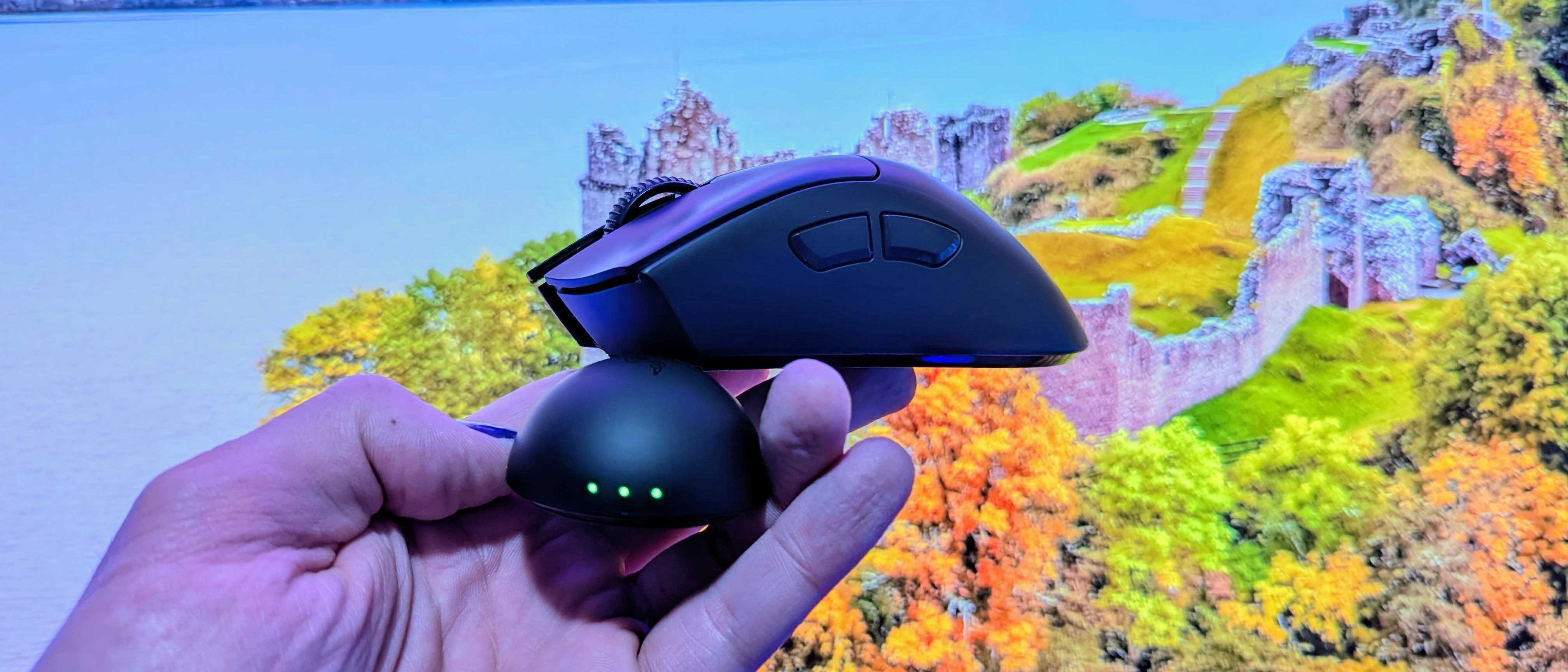 Image of the Razer DeathAdder V4 Pro wireless gaming mouse.