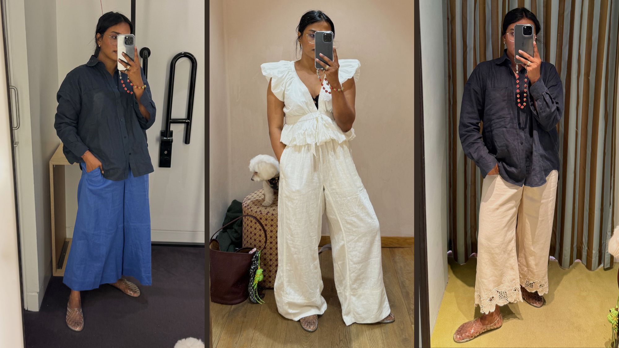 @chiarasatelier wears linen trousers from COS, Free People and Rixo