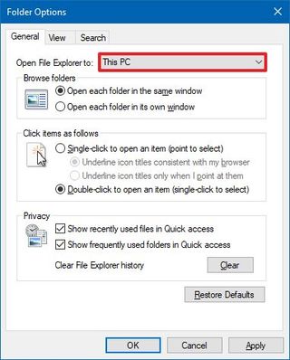 Open This PC instead of Quick access