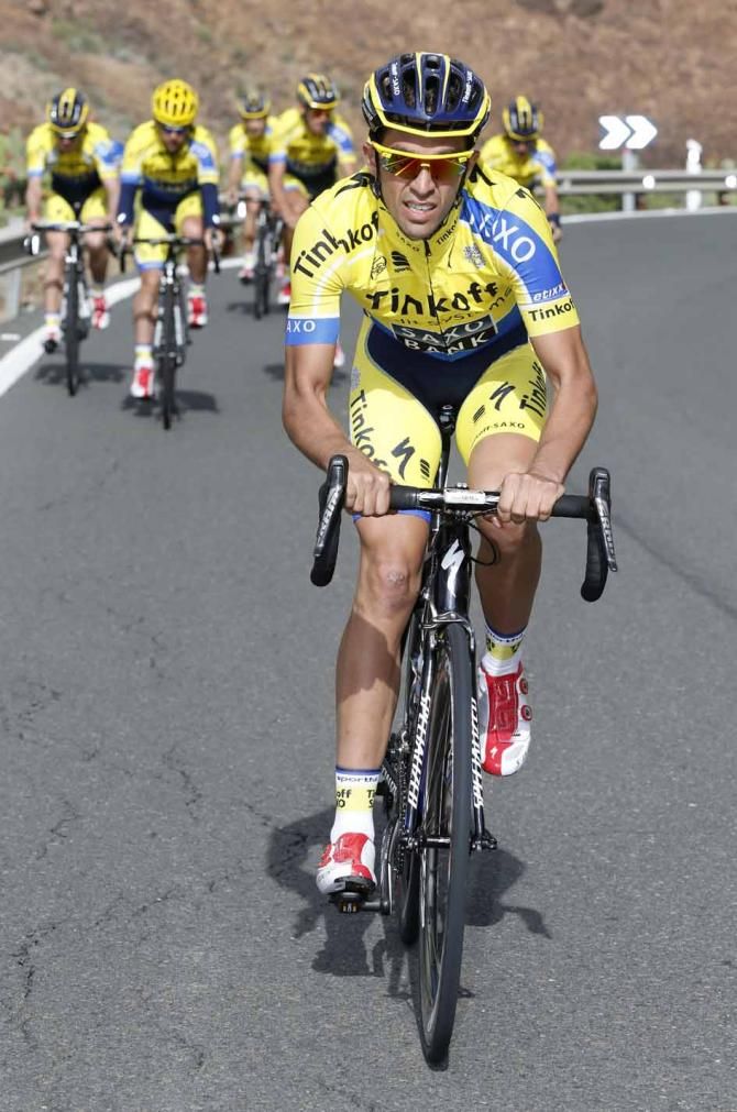 Alberto Contador in training in Gran Canaria with his Tinkoff-Saxo team.