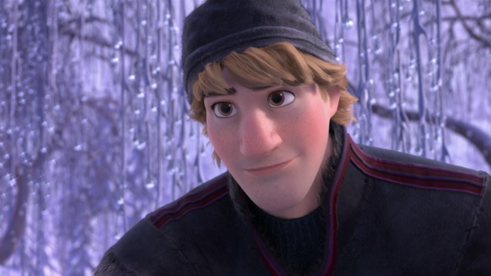 Kristoff in a snowy forest in Frozen