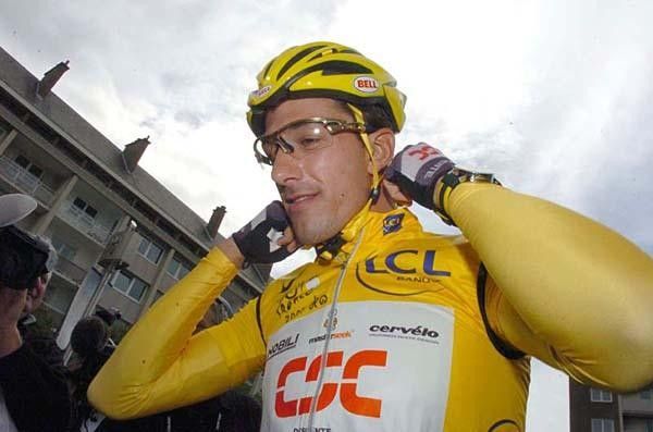 The Swiss rider enjoys another day in yellow.