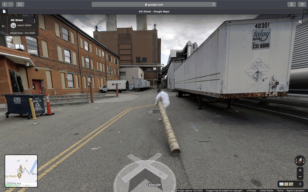 A gif of a Google Street View art performance