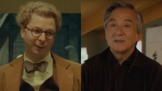 Side by side of Michael Cera in The Phoenician Scheme and Jackie Chan in Karate Kids: Legends
