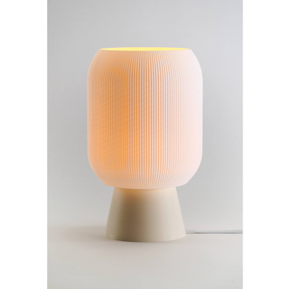 table lamp with pleated fabric silhouette