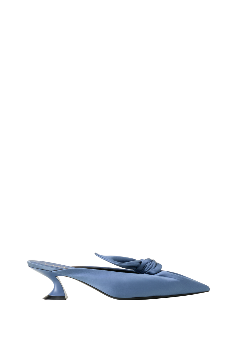 Midnight Step Heeled Mules With a Satin Bow