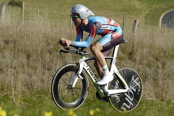 Edward Bissaker (Jayco-AIS) formerly of the ACT now residing in South Australia heads towards a win in stage four of the Tour.