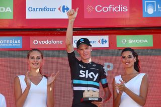 Chris Froome (Team Sky) on the Vuelta's stage 19 podium