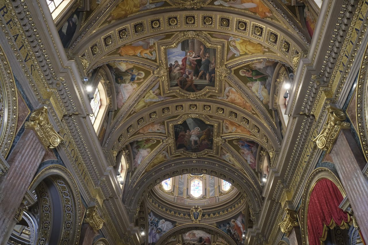 Ornate ceiling of mediterranean cathedral