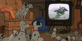 dalmatians watching in TV in 101 Dalmatians