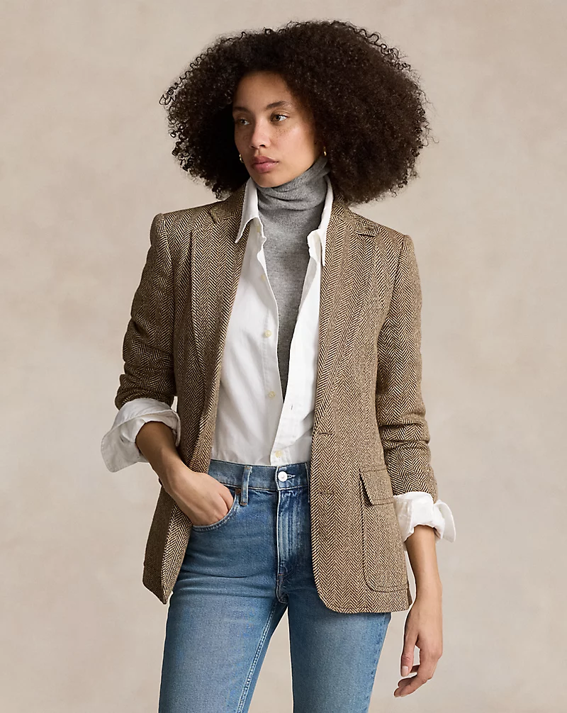 Herringbone Linen Blend Blazer
