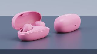 Majority Tru Bio pink earbuds in pink case