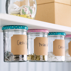 jam jars with rubber bands safety pins and screws