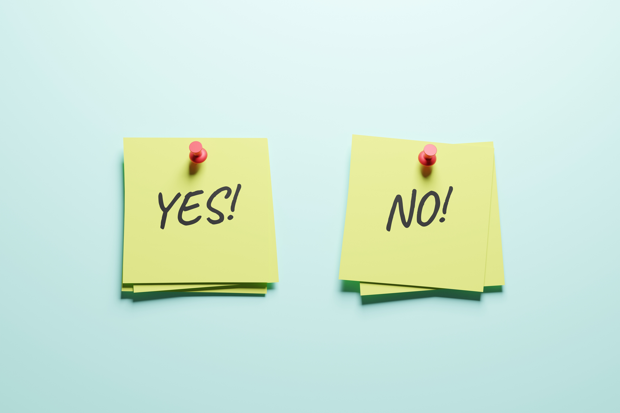 post it notes showing yes on one and no on the other