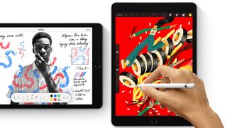 A shot of an Apple Pencil being used on an iPad.