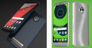Renders published by Droid Life show rumored designs for the Moto Z3 (left) and G6 (right) phones. (Credit: Droid Life)