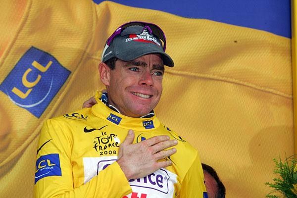 Cadel Evans (Silence-Lotto) was emotional after pulling on the yellow jersey for the first time.