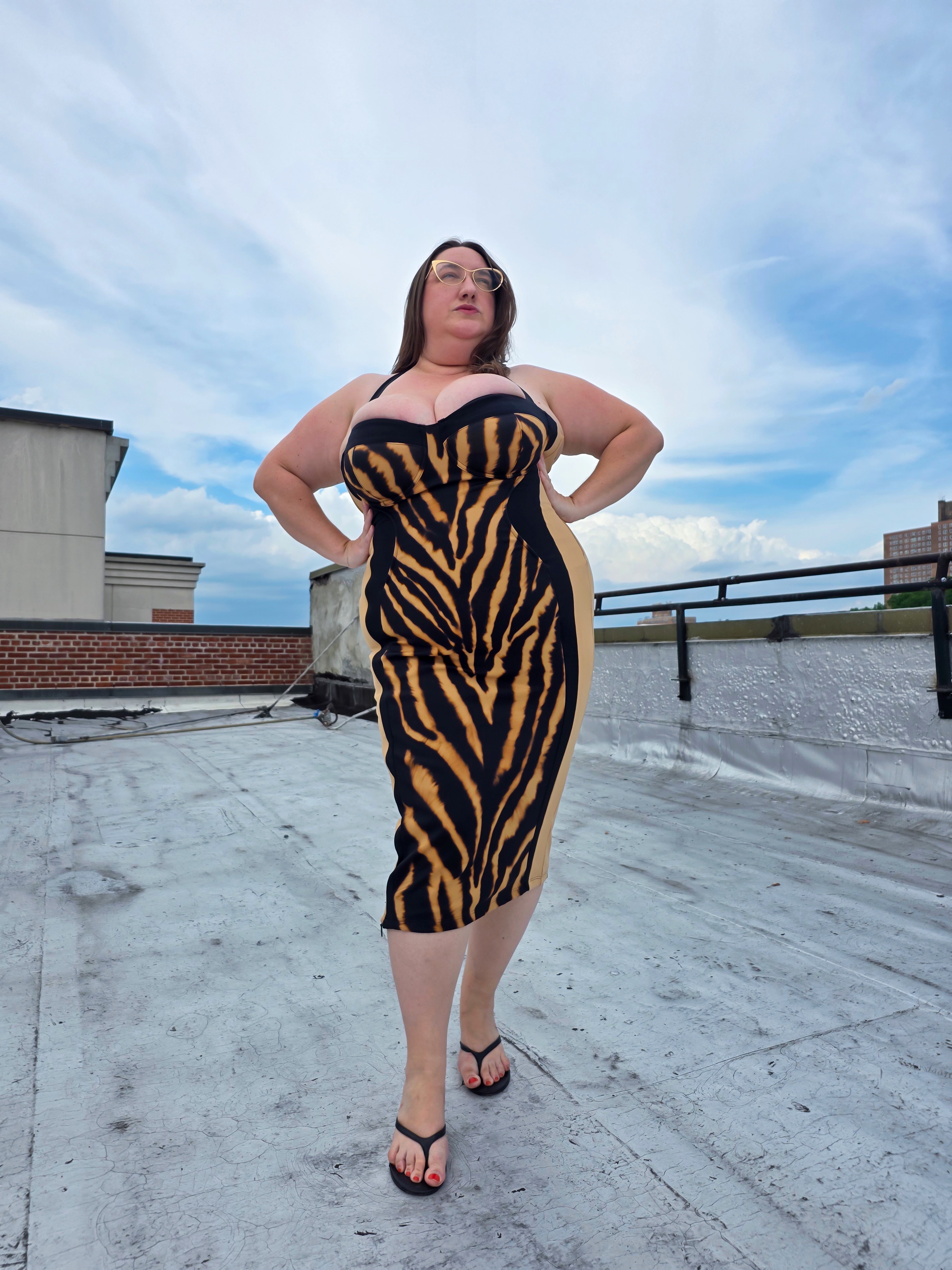 Sarah Chiwaya styles a tiger-print bodycon midi for a plus-size birthday dresses Style at Large Story