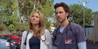 Sarah Chalke and Zach Braff on Scrubs