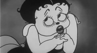 A screenshot of Betty Boop singing in the 1930 animated short, "Dizzy Dishes."