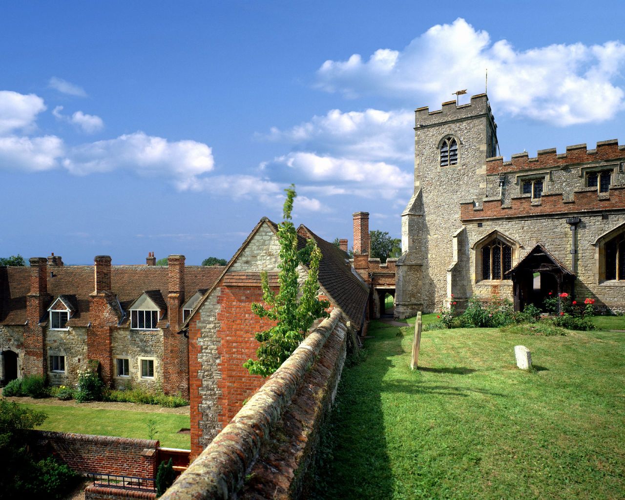 St Mary&#039;s Church and the Almshouses at Ewelme, Oxfordshire.