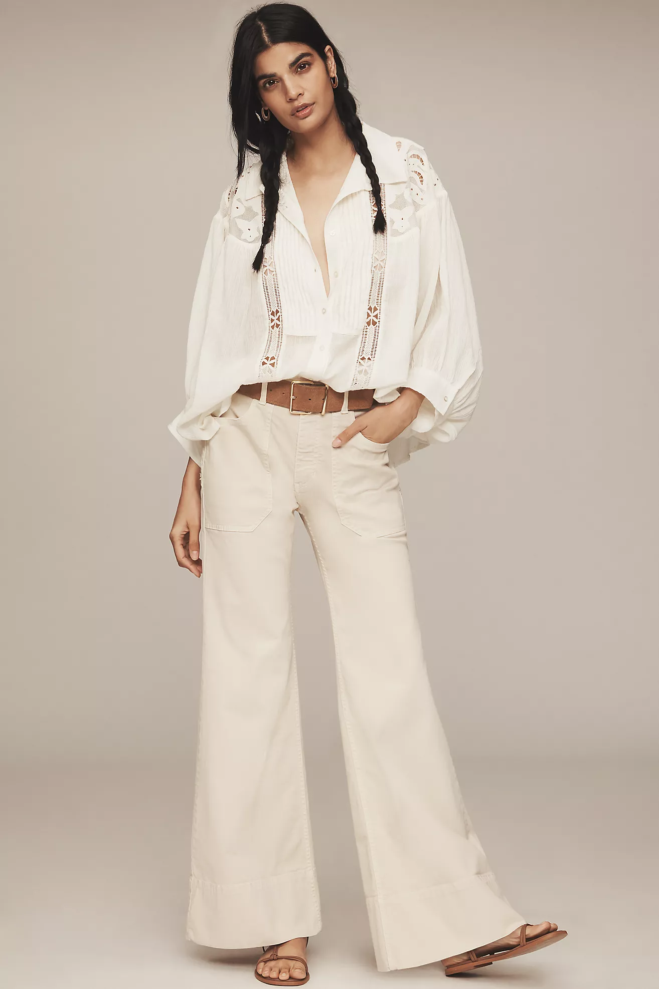 The Rylan Relaxed High-Rise Flare Pants by Pilcro