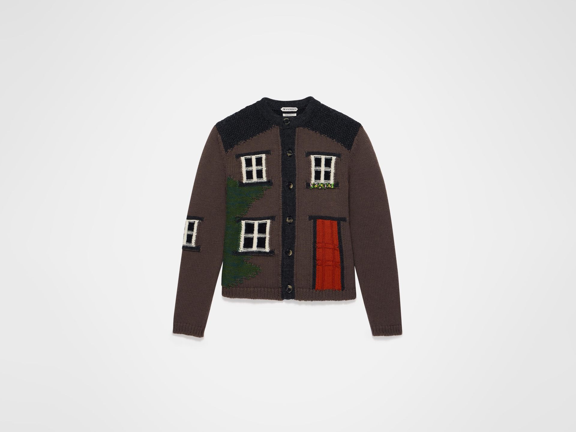 Mens House Polo Cardigan in Chestnut Brown