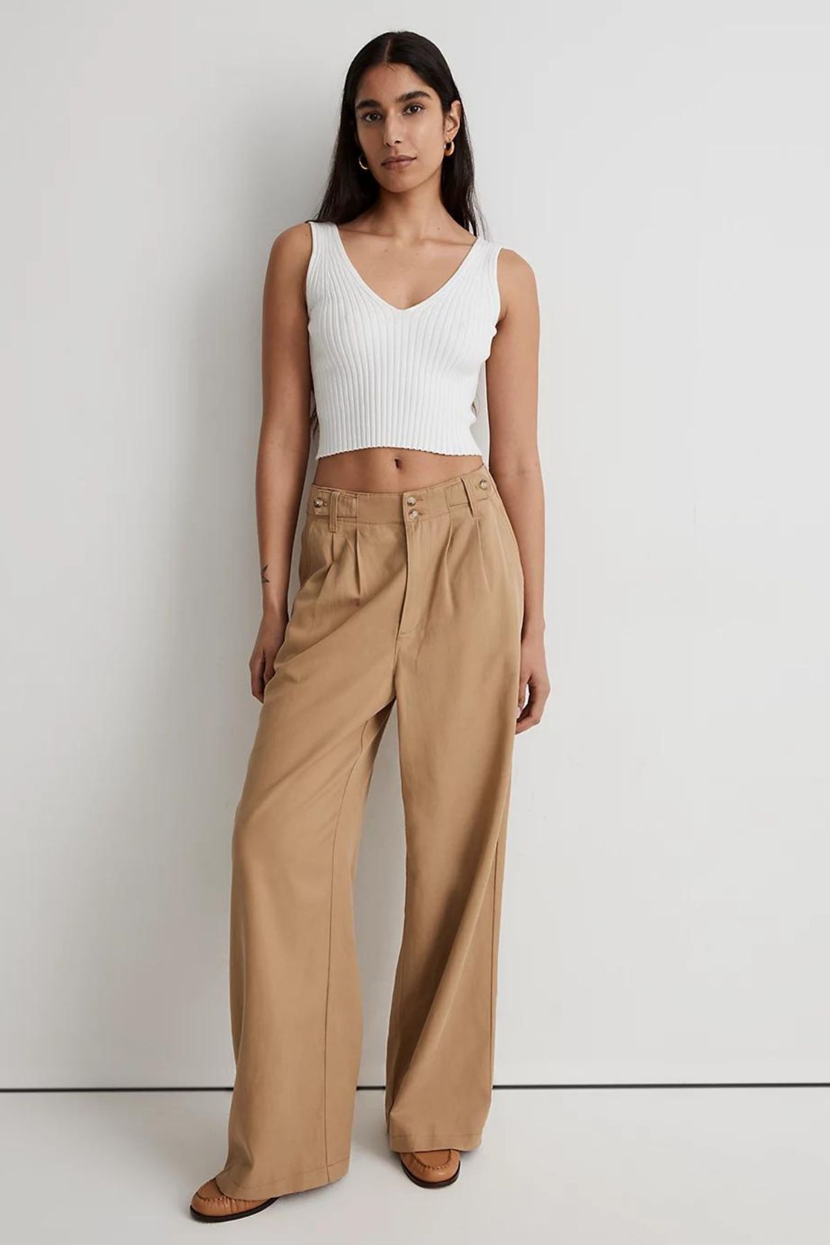 tan wide-legged pants
