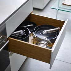 Joseph Joseph pans in drawer